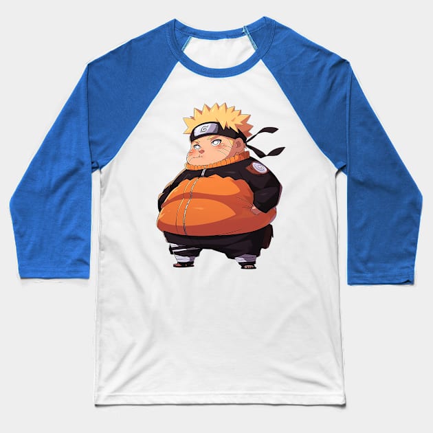 fat ninja Baseball T-Shirt by weirdesigns